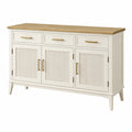 Buffet 160 x 45 x 90 cm en bois blanc naturel avec 3 portes et 3 tiroirs style classique