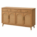 Buffet 160 x 40 x 85 cm en bois marron avec cannage style rétro