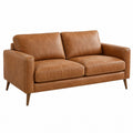 Canapé 2 places 170 cm aspect cuir marron style vintage pour salon