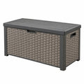 Coffre de rangement extérieur 120 x 50 x 60 cm en résine gris anthracite tressé avec couvercle