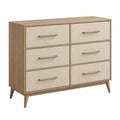 Commode 120 x 45 x 90 cm en bois marron et beige à 6 tiroirs style contemporain