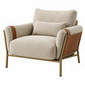 Fauteuil 100 x 90 x 85 cm en textile beige et similicuir marron style contemporain