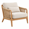 Fauteuil 78 x 82 x 80 cm bois naturel beige tressé style bohème