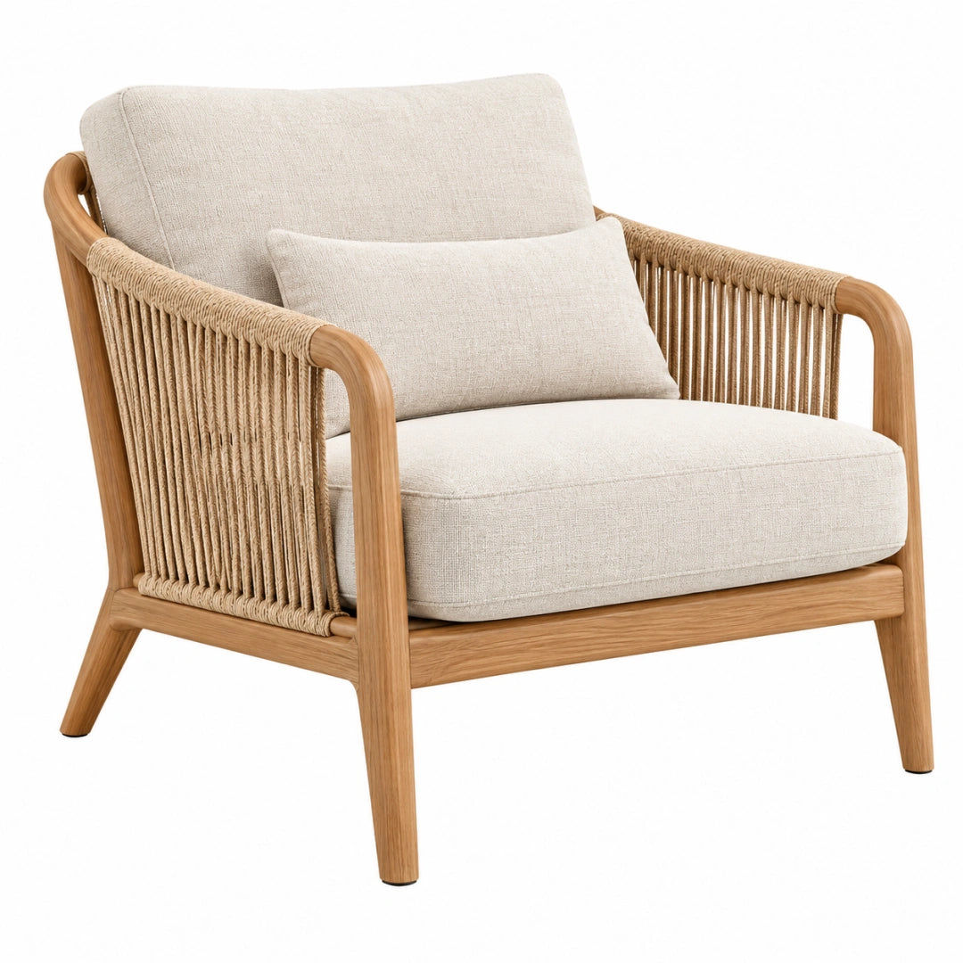 Fauteuil 78 x 82 x 80 cm bois naturel beige tressé style bohème