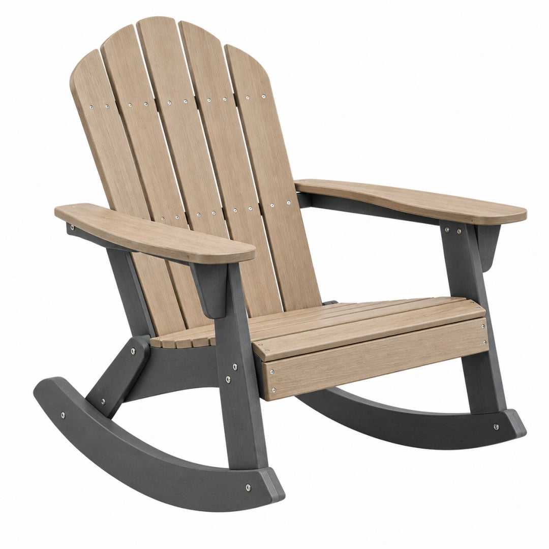 Fauteuil à bascule extérieur 99 x 78 x 95 cm effet bois beige et gris anthracite
