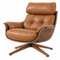 Fauteuil pivotant 90 x 90 x 100 cm en cuir marron style contemporain
