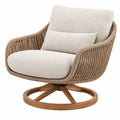 Fauteuil pivotant 85 x 80 x 88 cm en corde tressée beige et bois style naturel