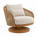 Fauteuil pivotant 80 x 85 x 82 cm en bois et corde beige style naturel