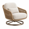 Fauteuil pivotant 85 x 85 x 85 cm beige et brun en métal et cordage style contemporain