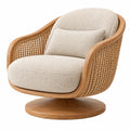 Fauteuil pivotant 80 x 85 x 90 cm en bois et rotin beige style naturel