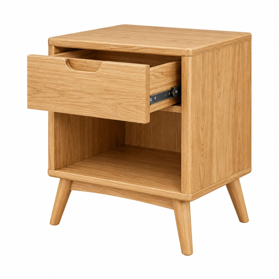 Table de chevet 45 x 40 x 60 cm en bois chêne naturel avec tiroir style scandinave