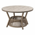 Table de jardin ronde 120 cm en résine tressée taupe avec plateau effet pierre