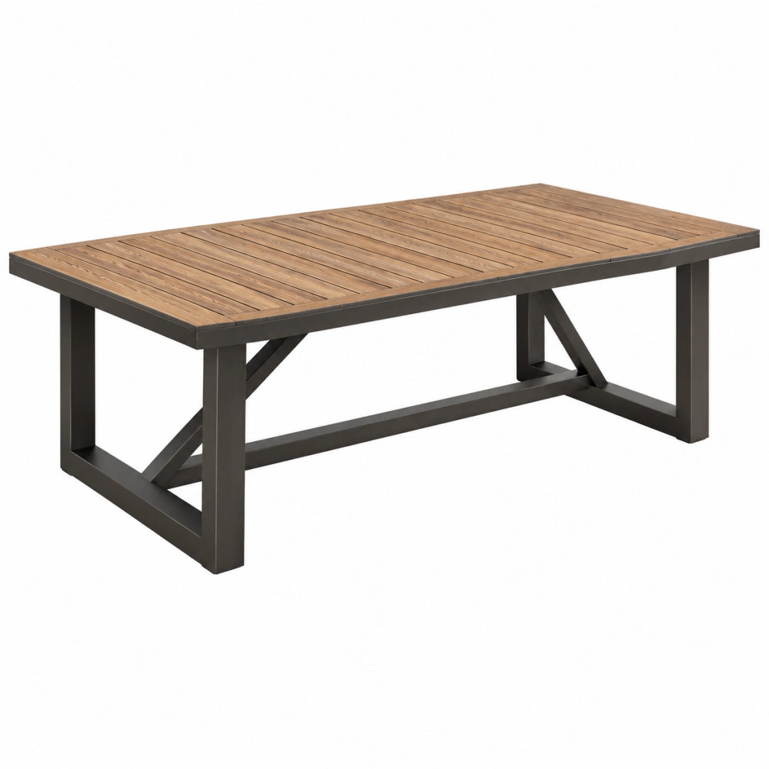 Table de jardin rectangulaire 200 x 100 x 75 cm en bois et métal marron noir style industriel