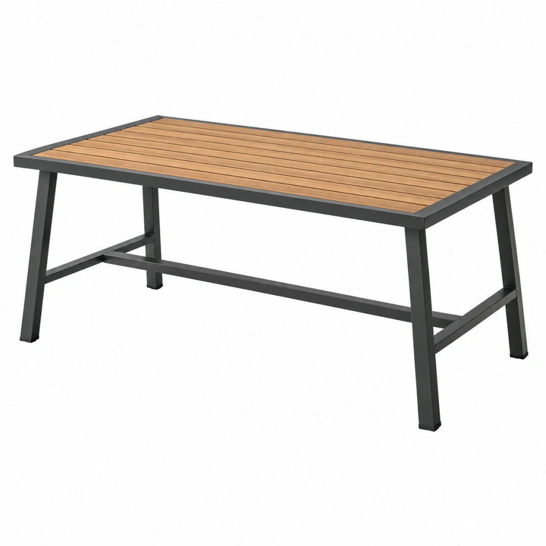 Table de jardin rectangulaire 160 x 90 x 75 cm en bois et métal noir style industriel