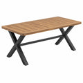Table de jardin 180 x 90 x 75 cm en bois marron et métal noir - style industriel