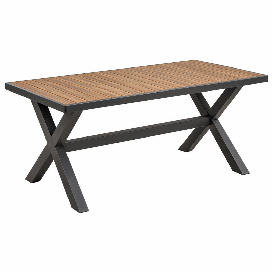 Table de jardin 180 x 90 x 75 cm en bois et métal marron noir style industriel