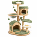 Arbre à chat 100 x 60 x 150 cm en bois beige et vert avec griffoirs en sisal et niches
