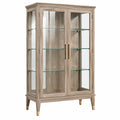 Vitrine 100 x 45 x 190 cm en bois brun avec portes vitrées style classique