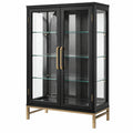Vitrine 100 x 45 x 180 cm en bois noir et verre - rangement contemporain