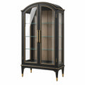 Vitrine 90 x 45 x 190 cm noire en bois et verre à 2 portes style classique