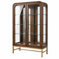 Vitrine 100 x 45 x 180 cm en bois brun et verre style contemporain
