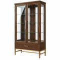 Vitrine 90 x 40 x 180 cm en bois brun et verre style contemporain avec rangement