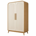 Armoire 100 x 55 x 180 cm en bois marron et blanc cassé à 2 portes style scandinave
