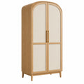 Armoire de rangement 100 x 55 x 200 cm effet bois naturel et blanc à 2 portes style contemporain
