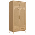 Armoire 80 x 40 x 180 cm en bois naturel avec cannage style bohème