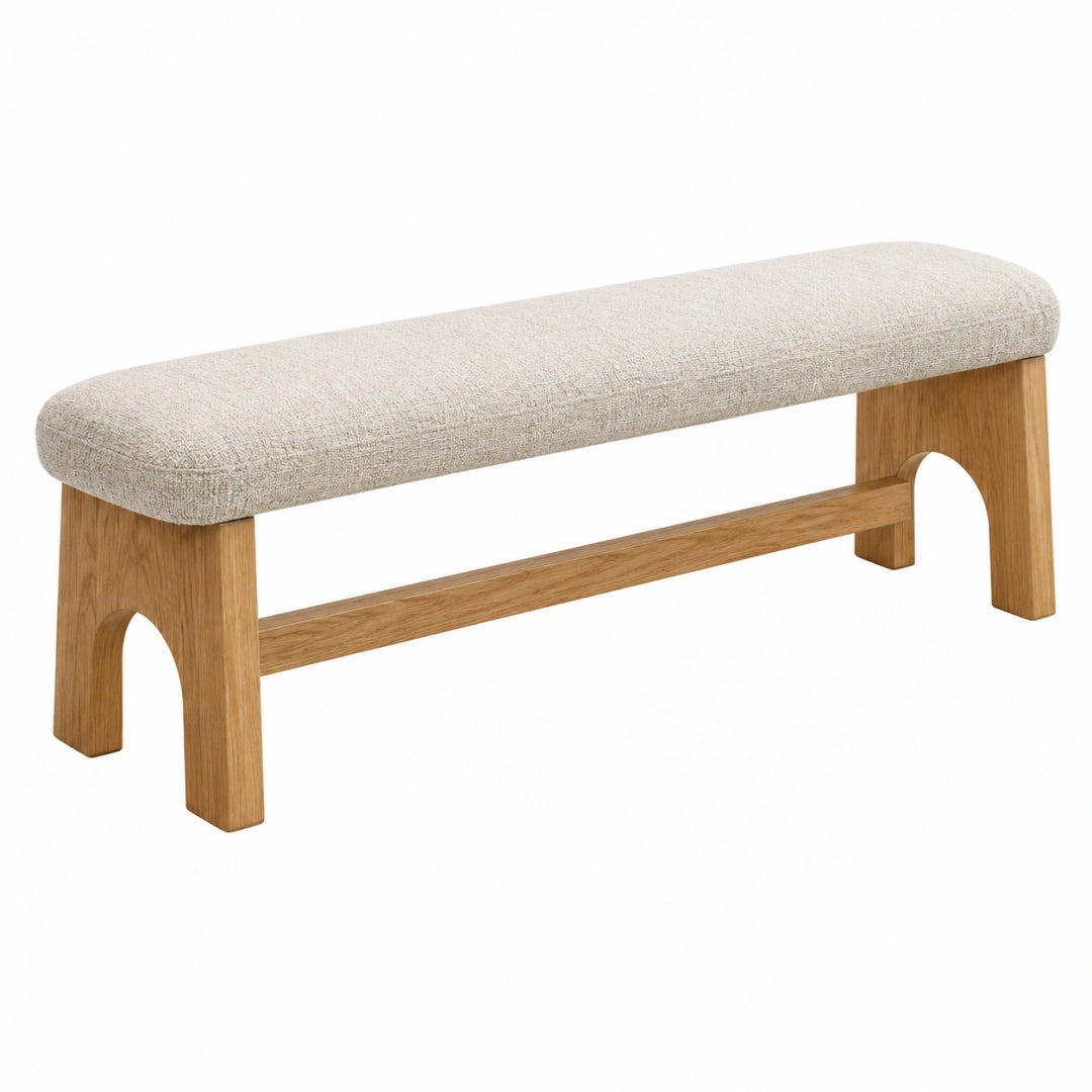 Banc 120 x 40 x 46 cm en bois et tissu beige - style contemporain pour entrée