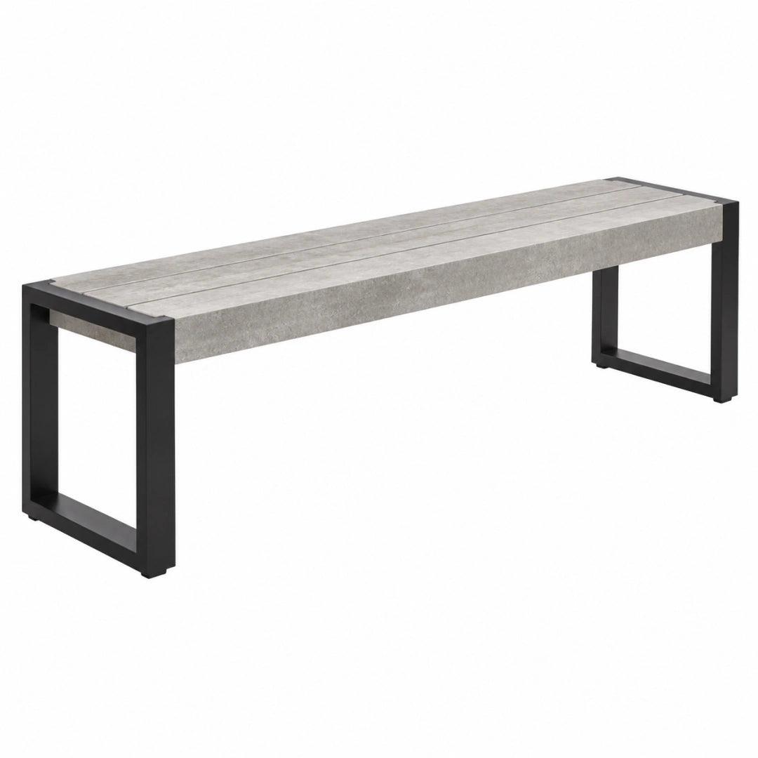 Banc de jardin 180 x 40 x 45 cm gris et noir en métal style industriel