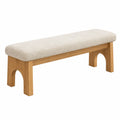 Banc rembourré 120 x 40 x 45 cm en bois et tissu beige style contemporain