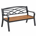 Banc de jardin 122 x 65 x 90 cm en métal et bois noir/marron style contemporain