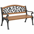 Banc de jardin 127 x 62 x 88 cm en métal noir et lattes aspect bois style nature