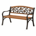 Banc de jardin 125 x 62 x 85 cm en bois et métal marron style floral